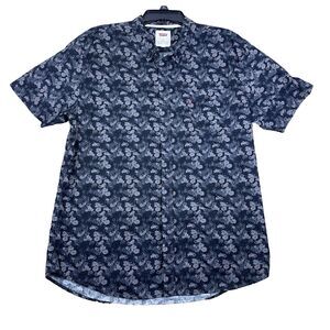 Levis‎ Mens XL Floral Shirt Navy Black Button Up Short Sleeve Versatile Classic